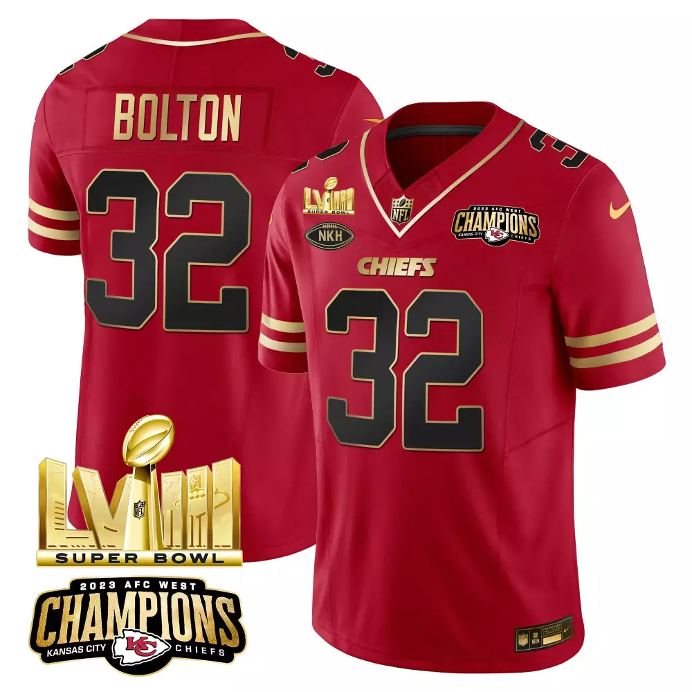 Bolton 32 Kansas City Chiefs 2023 Men's All Stitched Vapor Jersey | Super Bowl Edition 1 | Limited Edition | For Men, Women & Youth