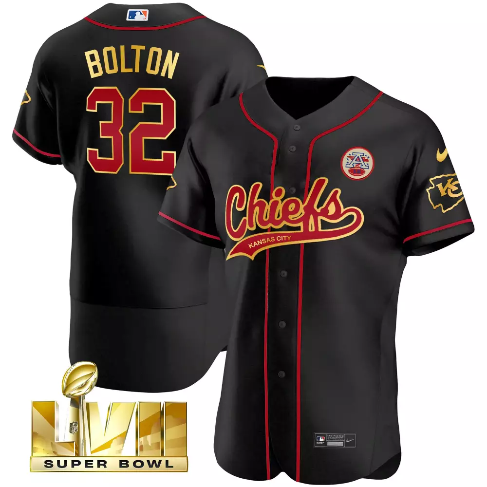 Bolton 32 Kansas City Chiefs 2023 Black Stitched Jersey | Super Bowl LVIII | Men's Style Fan Gear for Men, Women & Youth