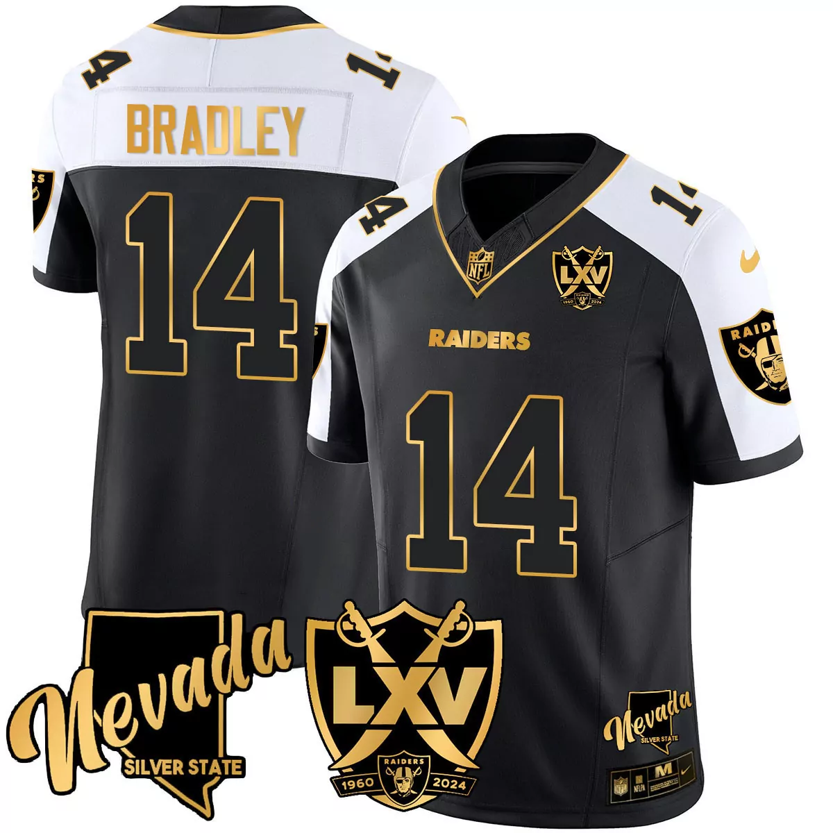 bradley 14 raiders 2024 male all stitched vapor jersey nevada silver state lxv edition