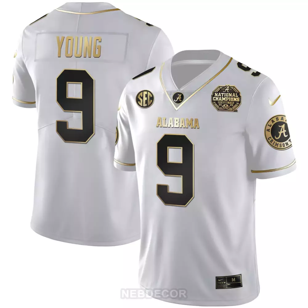Bryce Young 9 Alabama 2021 Vapor Jersey | White National Champions Edition | All Stitched Fan Gear | For Men, Women & Youth