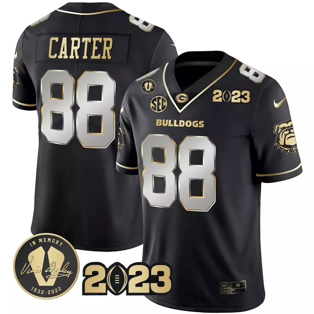 Carter 88 Bulldogs 2023 Men's All Stitched Vapor Jersey | Black | In Memory Edition Fan Gear for Men, Women & Youth