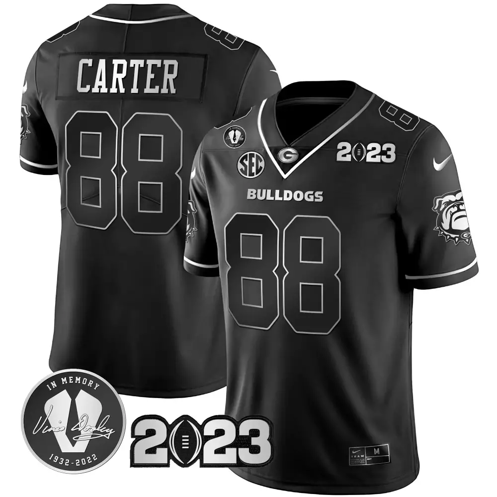 carter 88 georgia bulldogs 2023 men s all stitched vapor jersey black edition in memory patch