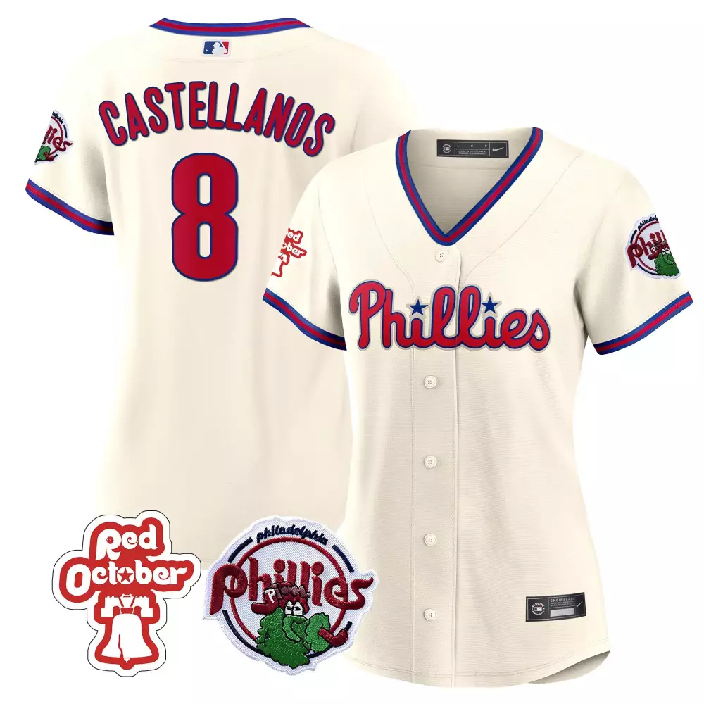 Castellanos Phillies 2023 Red October Women's Jersey | Stitched Vapor Fan Gear | For Women, Men & Youth