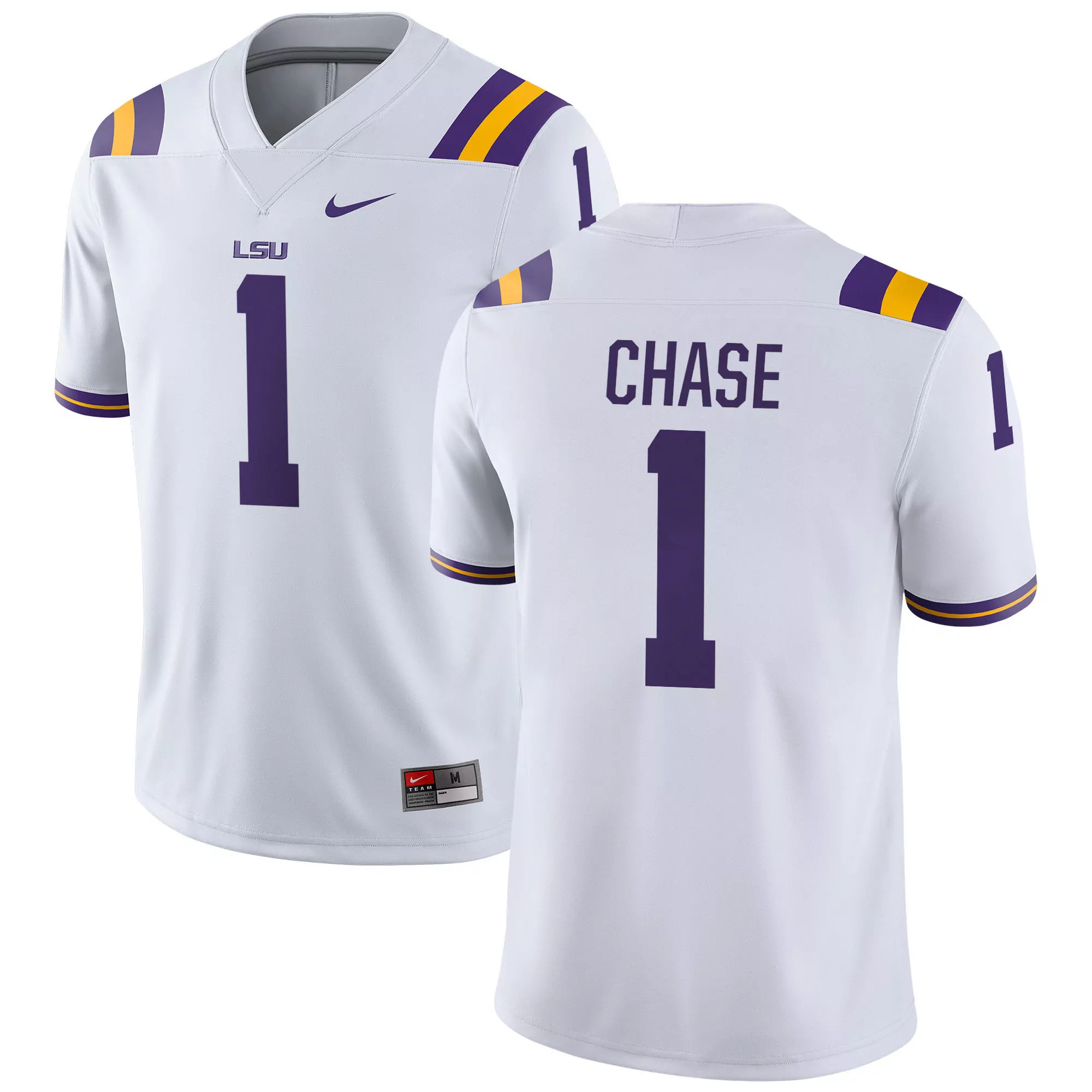 chase 1 lsu tigers 2020 men s all stitched vapor jersey white purple edition