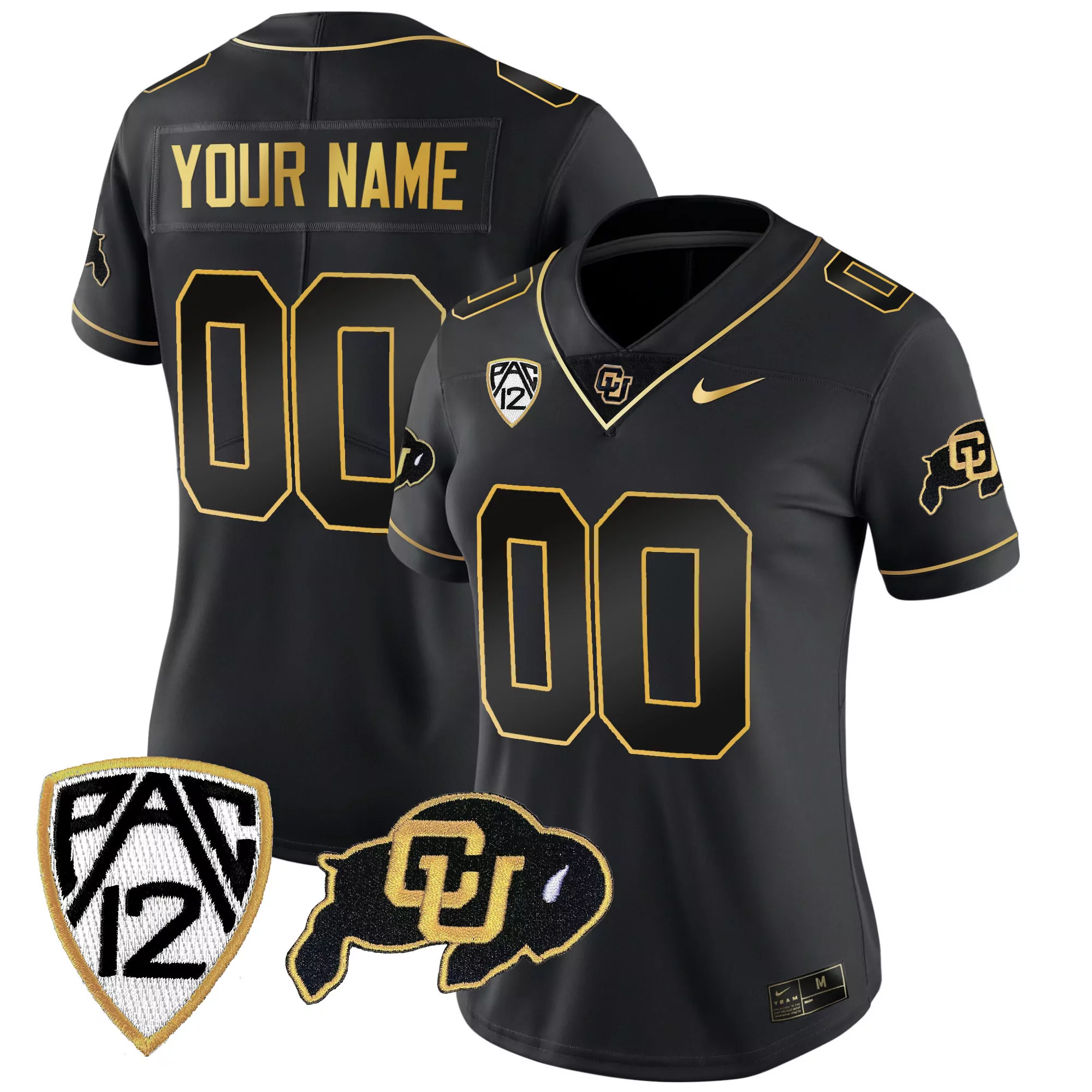 colorado black white custom jersey 00 pac 12 all stitched vapor jersey