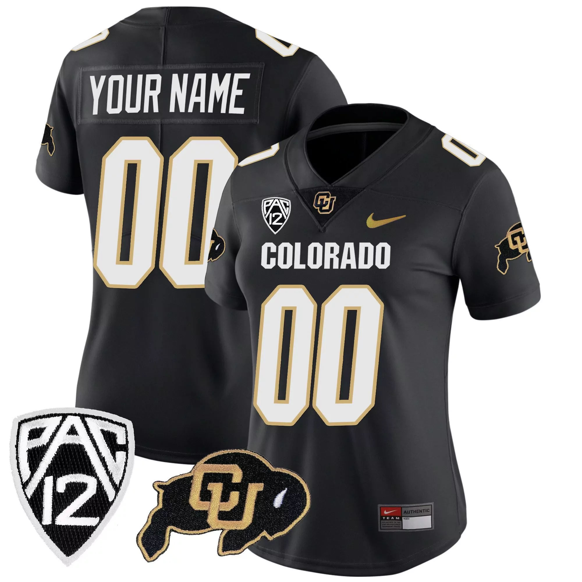 colorado black white custom jersey 00 pac 12 all stitched vapor jersey