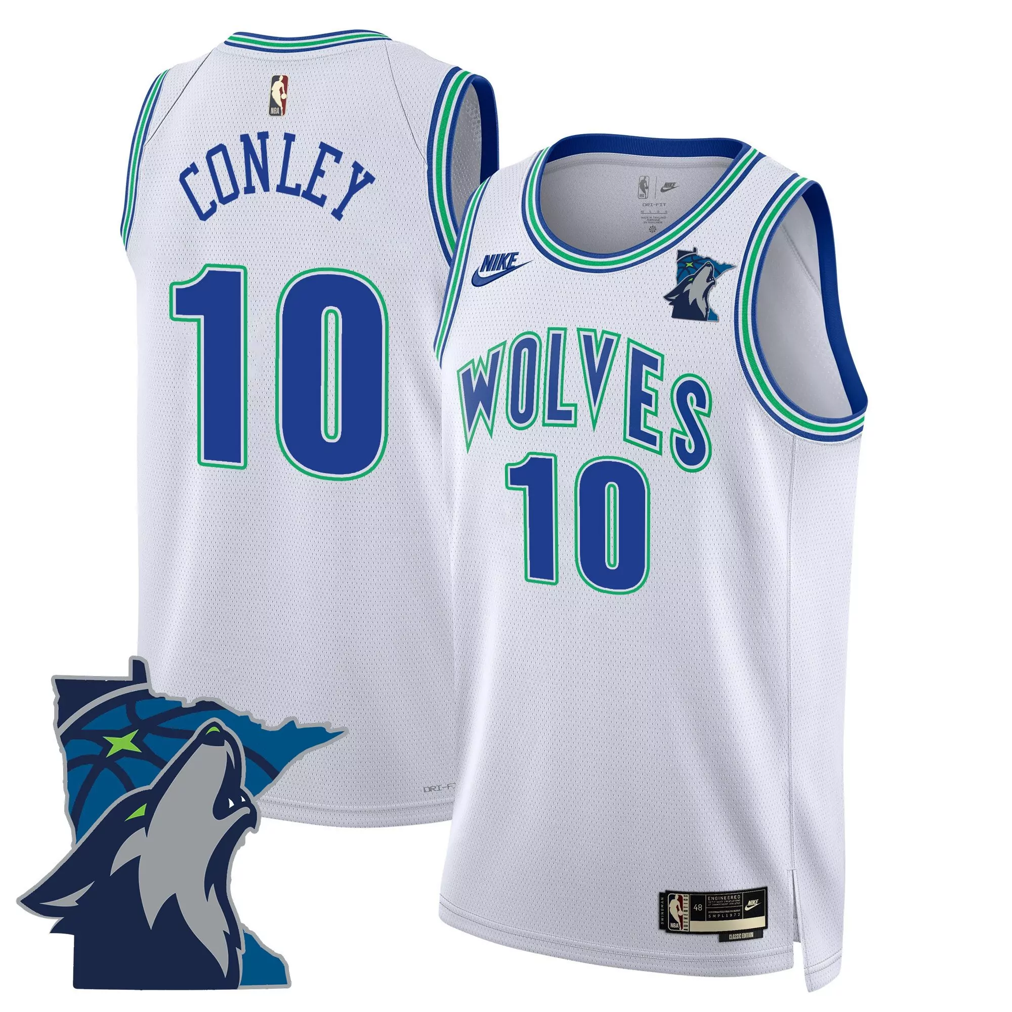 conley 10 men s stitched vapor jersey minnesota timberwolves white howl edition 2025 1
