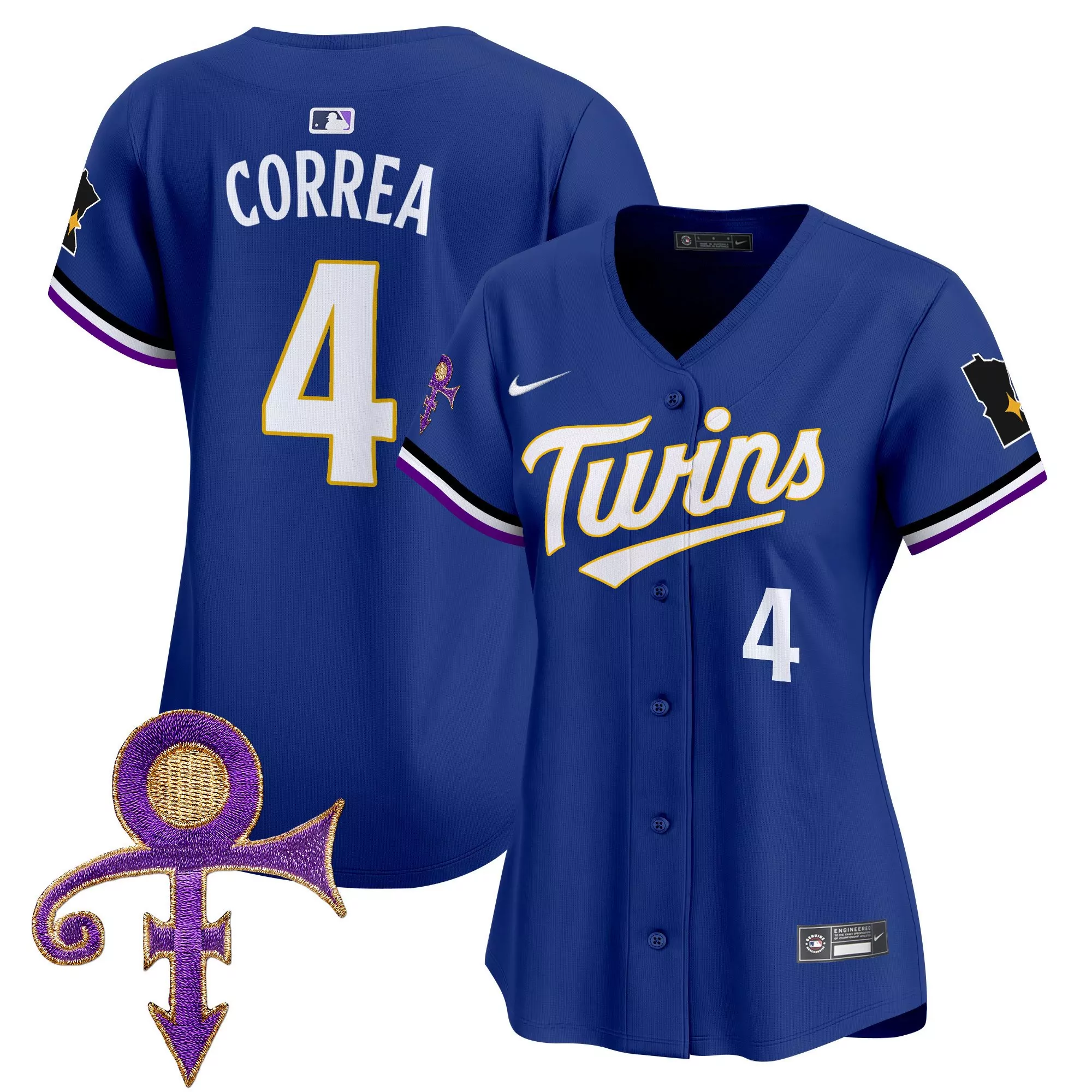 correa 4 minnesota twins 2023 women s all stitched vapor jersey purple edition with patch