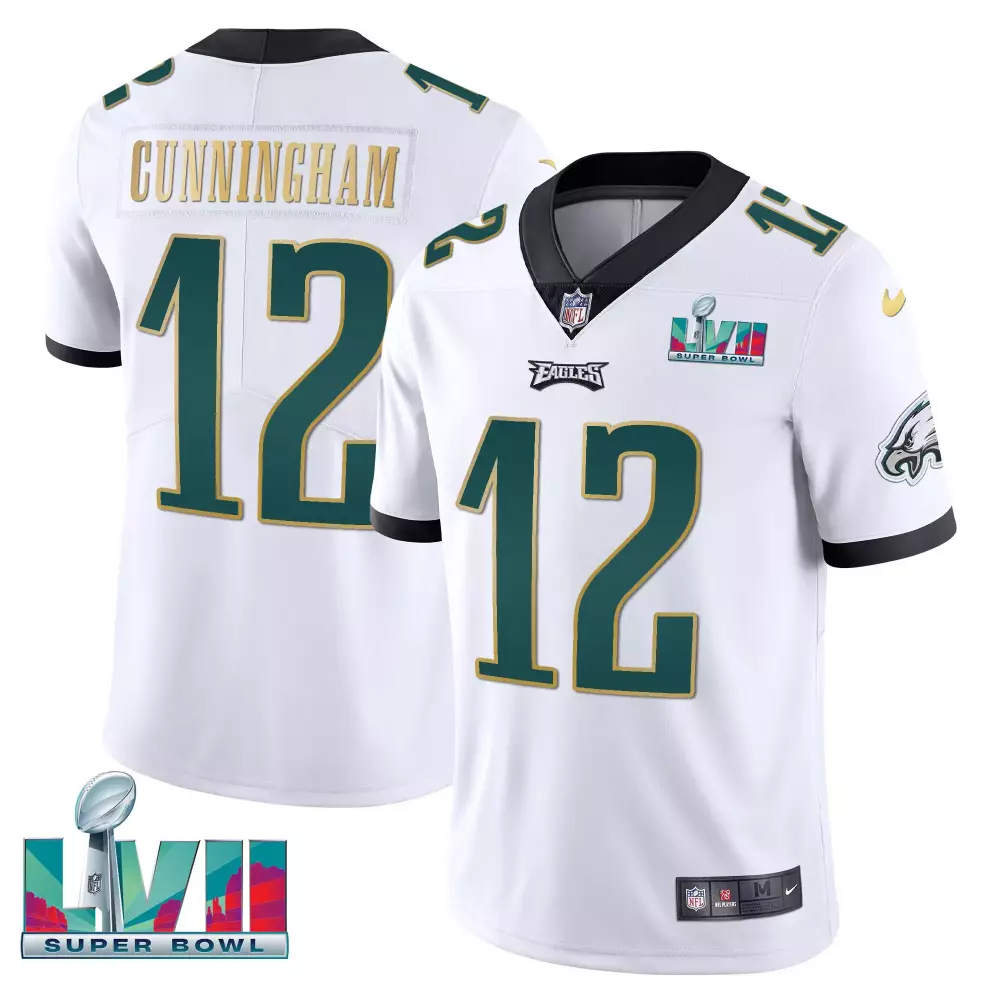 Cunningham Philadelphia Eagles 2023 Super Bowl Edition White Stitched Vapor Jersey | Limited Edition Fan Gear | For Men, Women & Youth