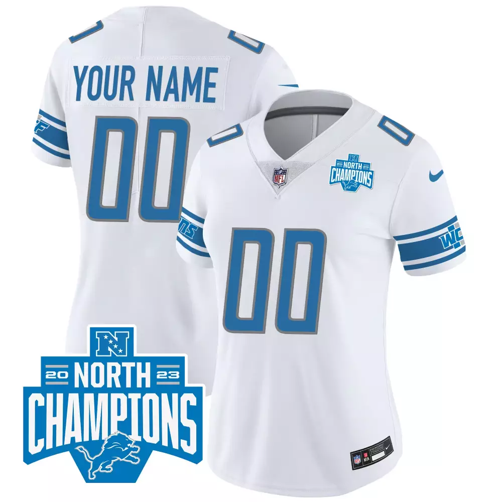 Detroit Lions Women's 2023 Champions Jersey | Stitched Vapor in White | Game Day Outfit | For Men, Women & Youth