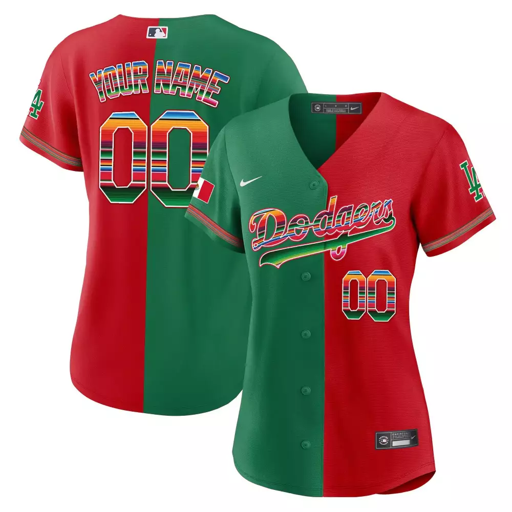 dodgers women s 2023 all stitched vapor jersey your name 00 green red special edition