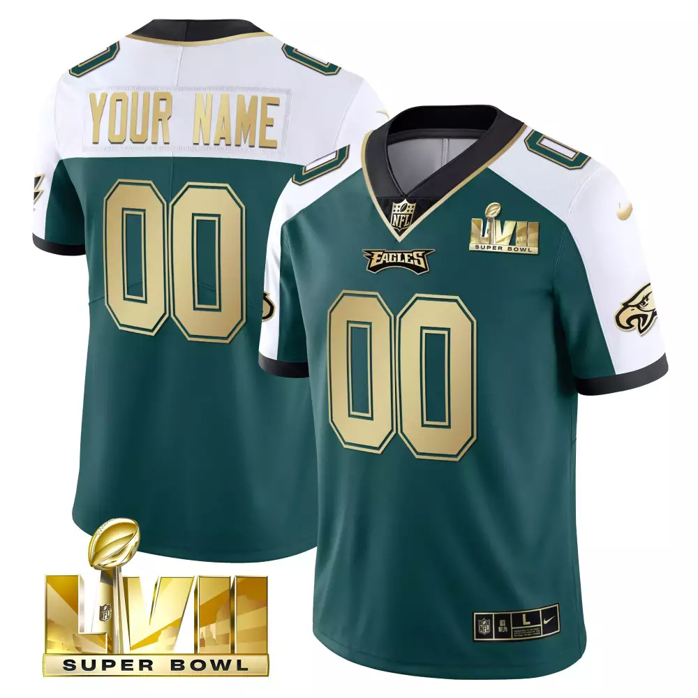 Eagles Super Bowl LVII All Stitched Vapor Jersey | Custom 00 Black | Game Day Outfit for Men, Women & Youth