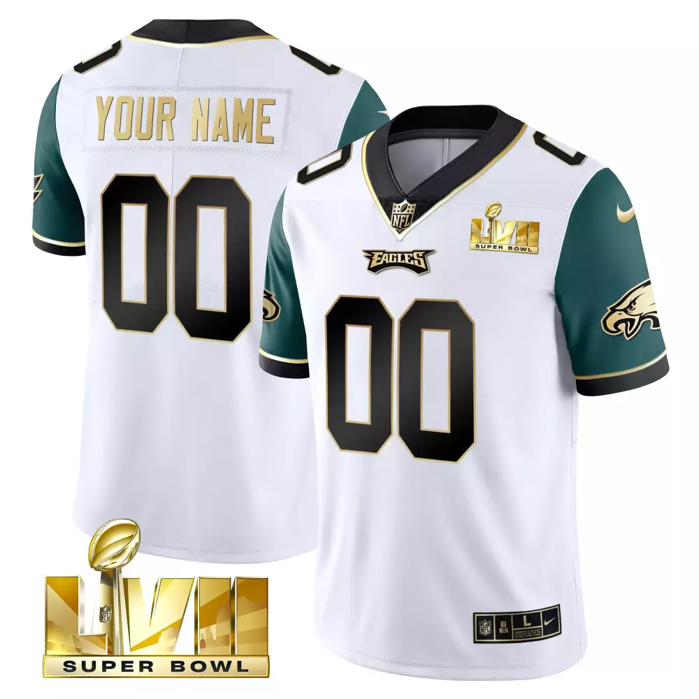 Eagles Super Bowl LVII All Stitched Vapor Jersey | Your Name 00 Black Elite Edition | Fan Gear for Men, Women & Youth
