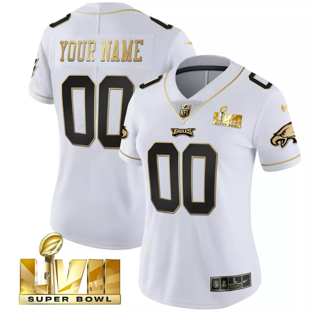 eagles super bowl lvii women s all stitched vapor jersey white custom 00 quality edition