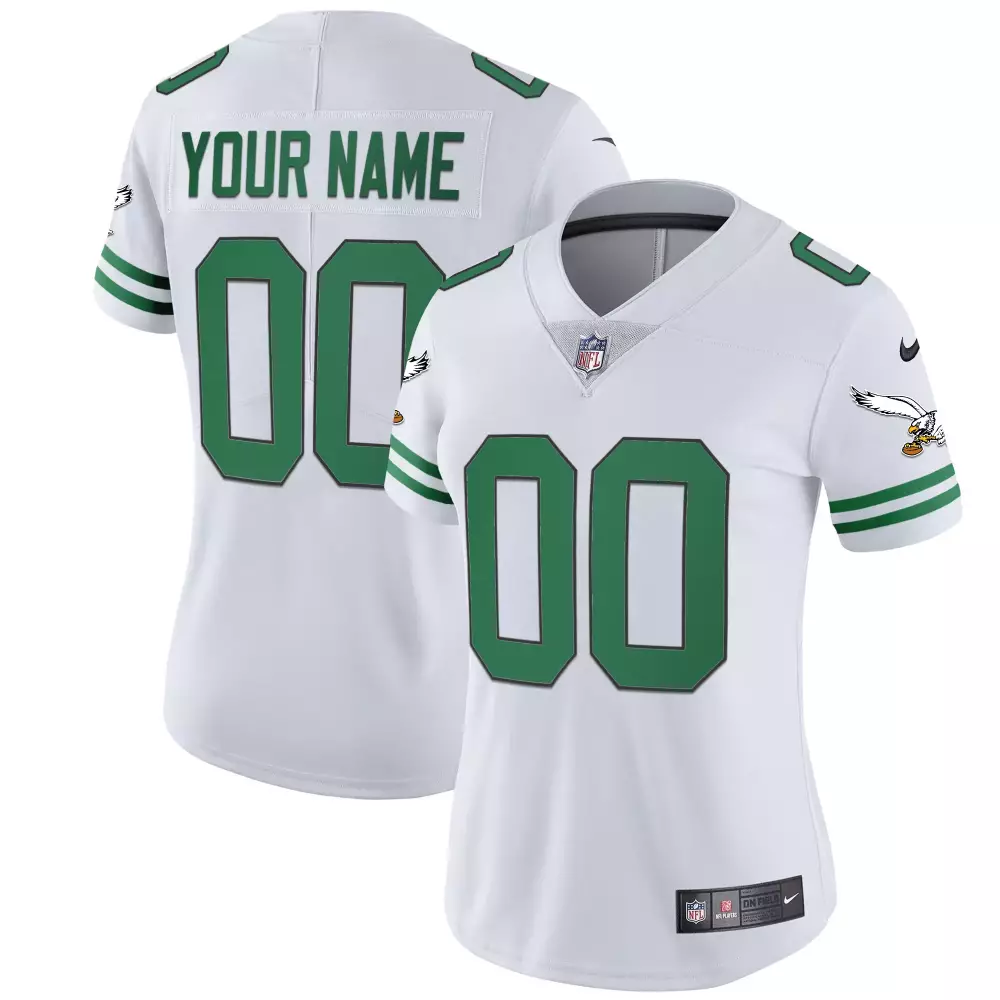eagles women s 2023 all stitched vapor jersey your name 00 white green edition