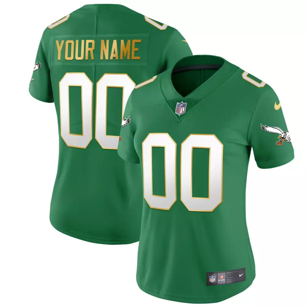 eagles women s custom green all stitched vapor jersey 2023 00