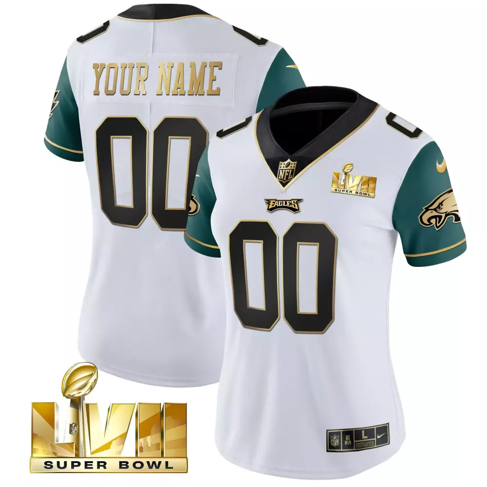 Eagles Women's Super Bowl LVII Custom Jersey | White | All Stitched Vapor Edition | For Men, Women & Youth
