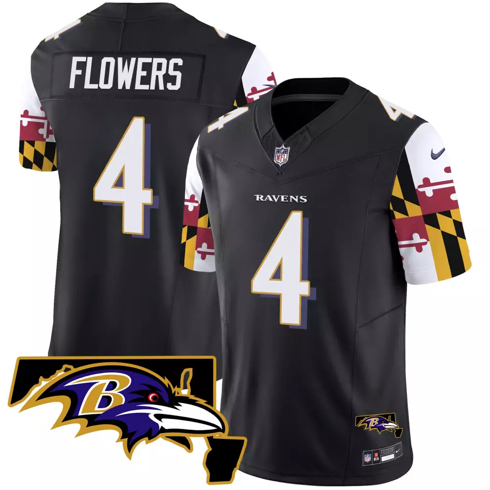 Edwards 35 Baltimore Ravens 2023 Men's Vapor Jersey | All Stitched | Black Maryland Flag Design | For All Fans