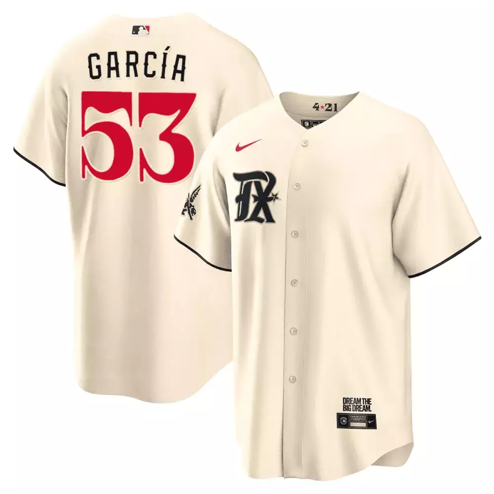 garca 53 frisco roughriders 2021 men s cream all stitched vapor jersey