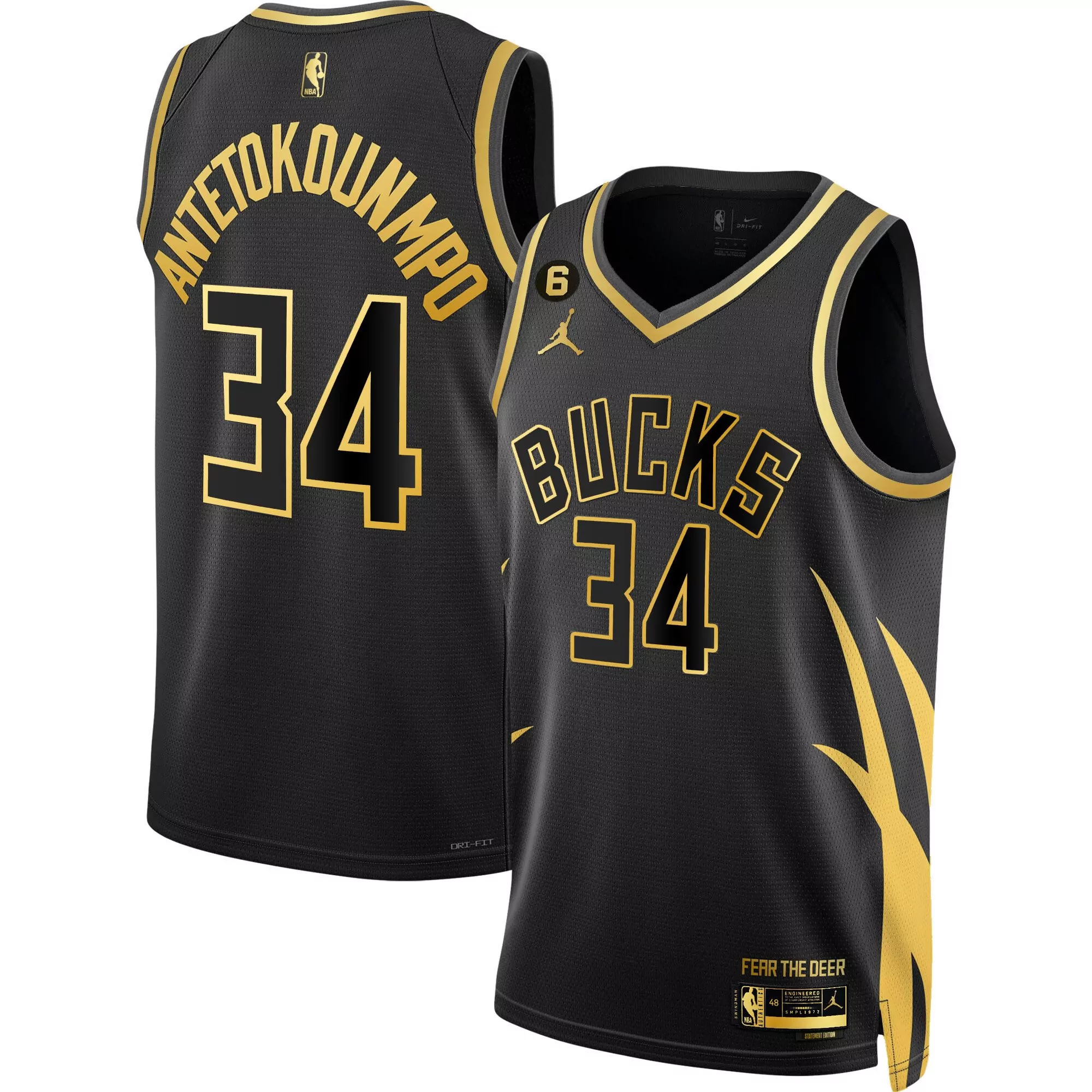 giannis antetokounmpo 34 milwaukee bucks 2023 men s all stitched vapor jersey black fear the deer