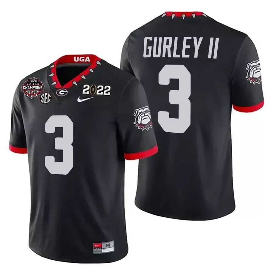 Gurley II 3 Georgia 2022 Stitched Vapor Jersey | National Champions Edition | Black Fan Gear | For Men, Women & Youth