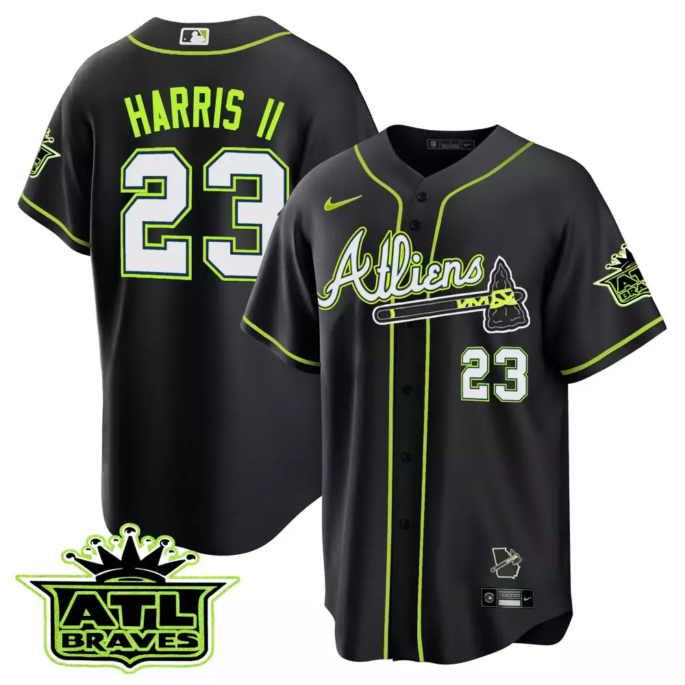 harris ii 23 atl braves 2023 men s black all stitched vapor jersey