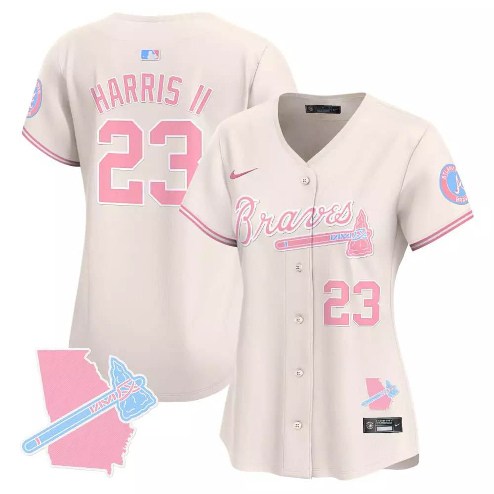 harris ii 23 atlanta braves 2023 women s all stitched vapor jersey peach outkast edition
