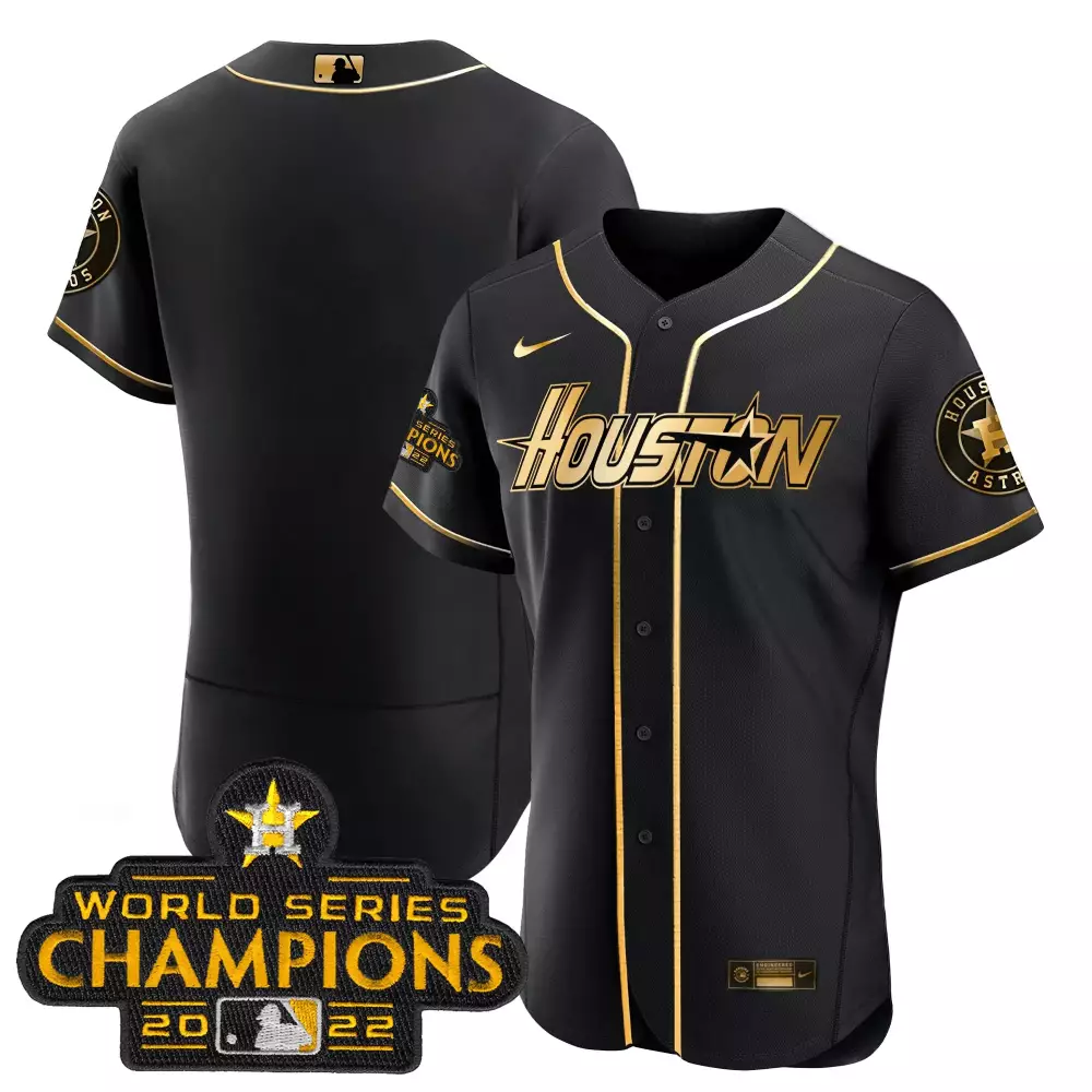 houston astros 2022 world series black custom name and number jersey all stitched male style
