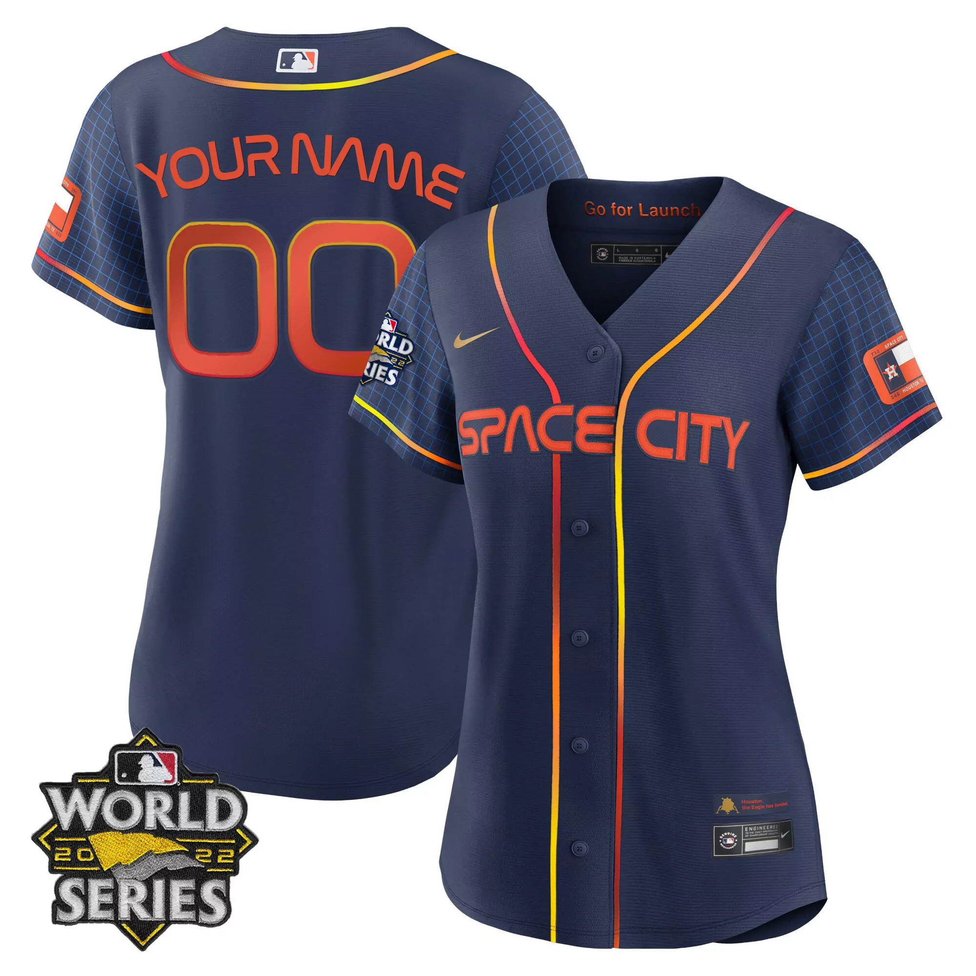 houston space city shorts navy orange all stitched vapor jersey