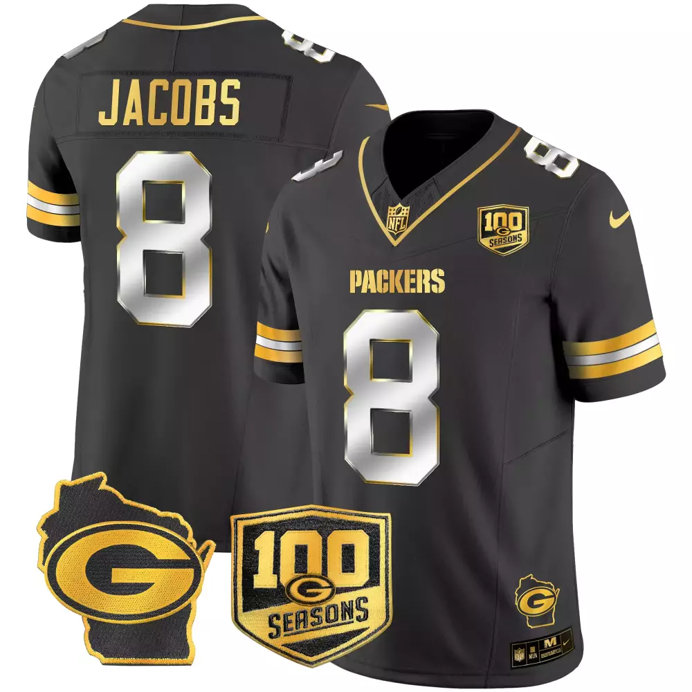 Jacobs 8 Green Bay Packers 2019 Vapor Jersey | 100 Seasons Edition | All Stitched Fan Gear | For Men, Women & Youth
