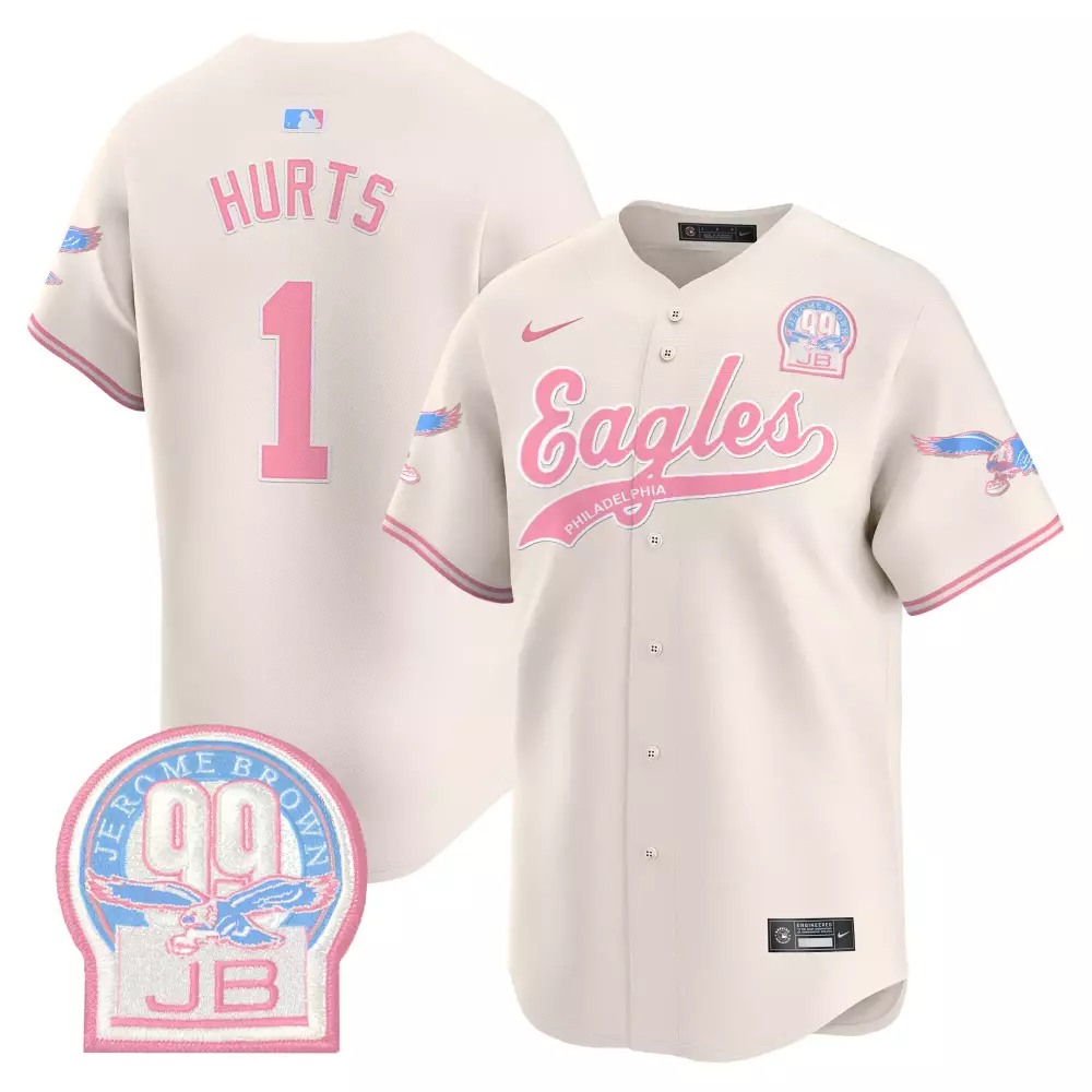 Jalen Hurts Philadelphia Eagles 2023 Stitched Vapor Jersey | Pink Yellow | Replica Fan Gear for Men, Women & Youth