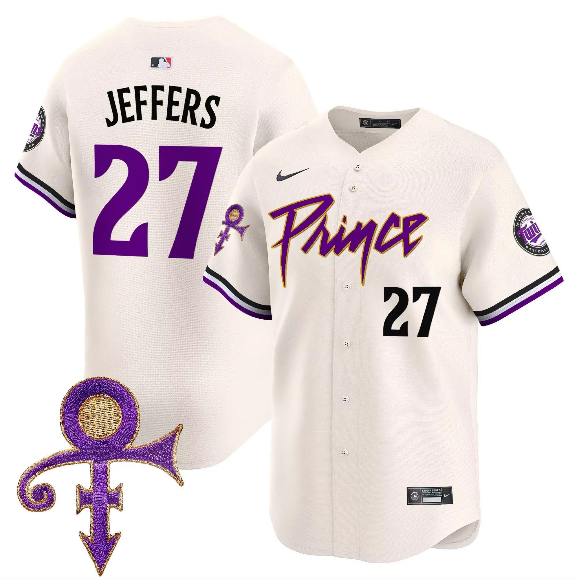 jeffers 27 minnesota twins 2023 men s all stitched vapor jersey purple edition