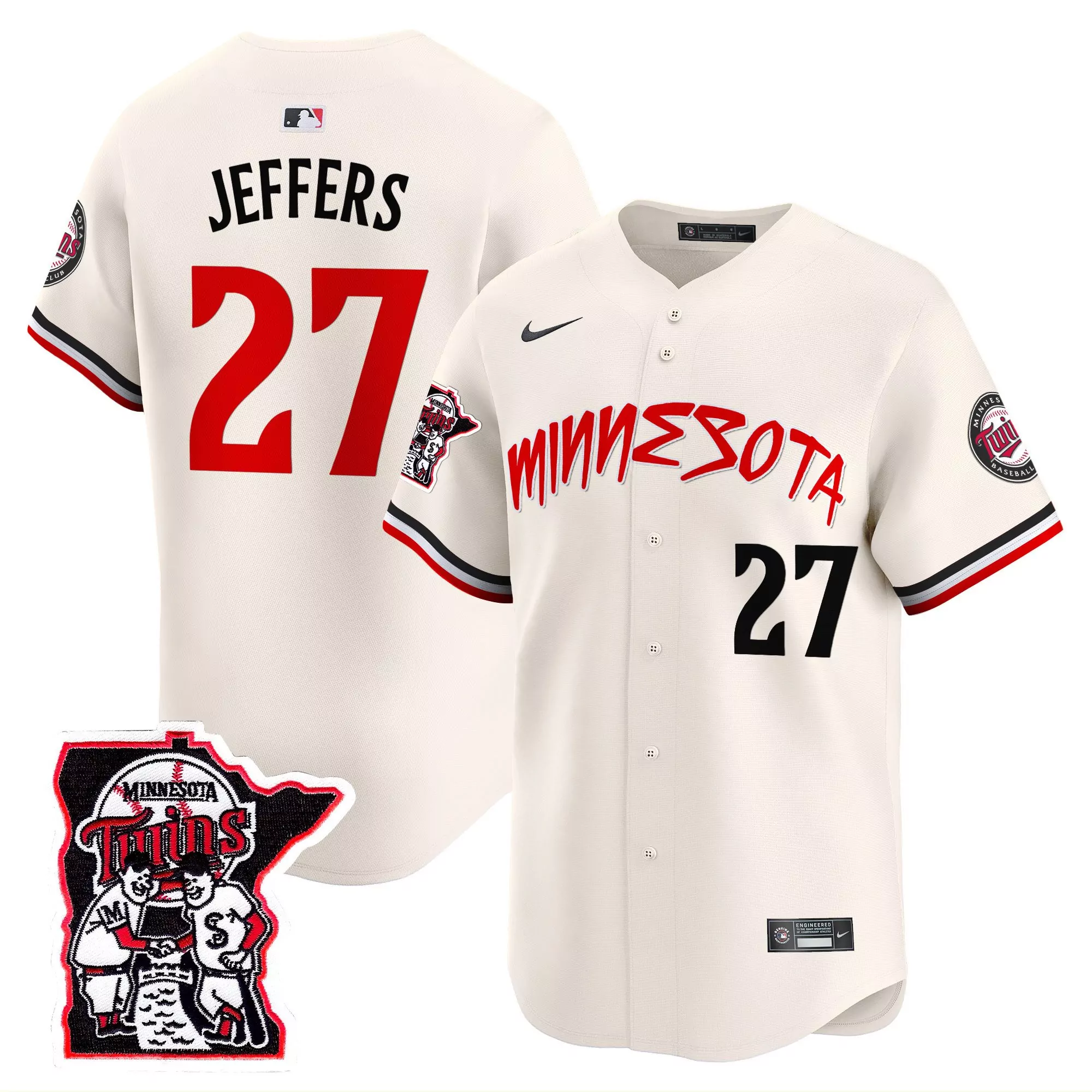 jeffers 27 minnesota twins 2023 men s all stitched vapor jersey with patch