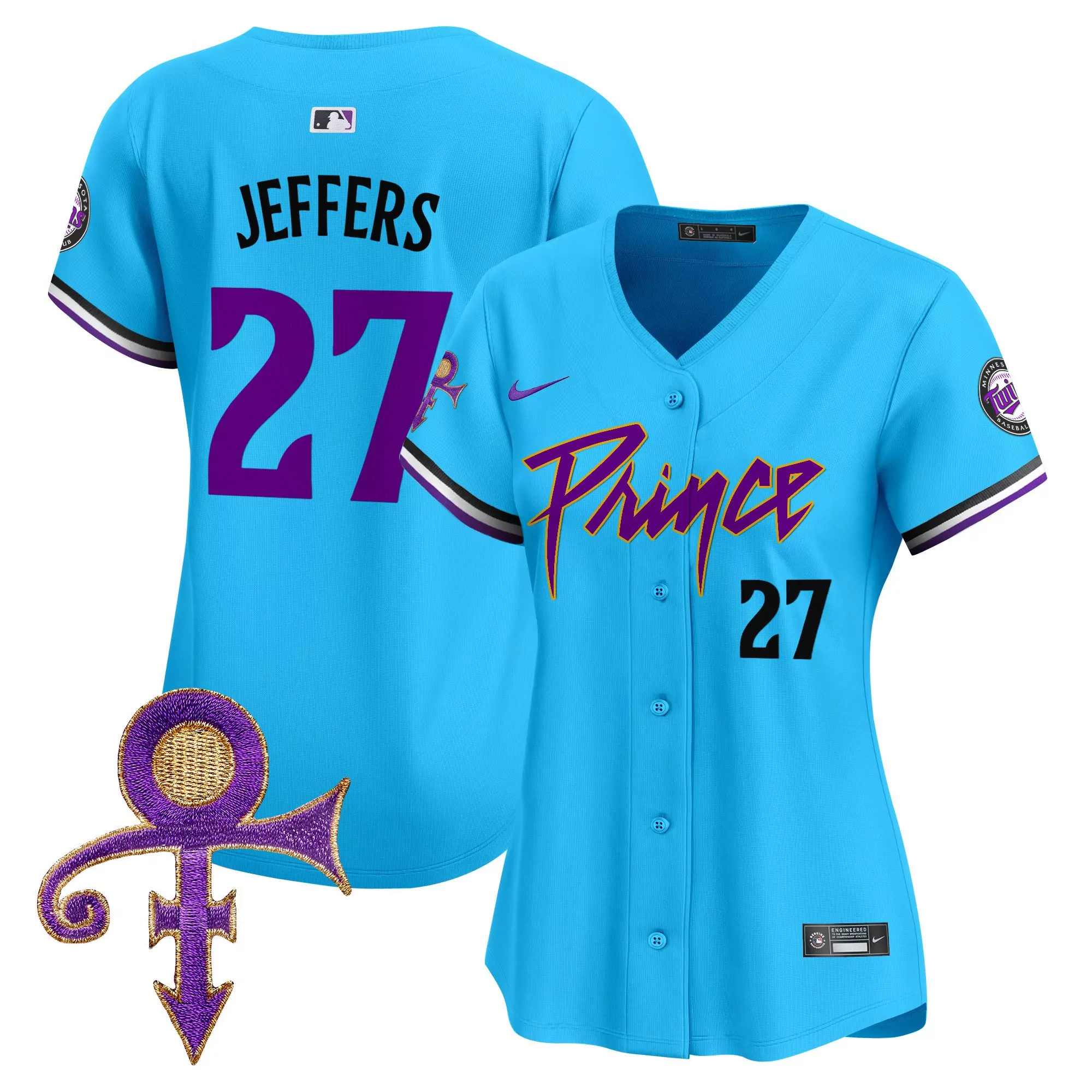 jeffers 27 minnesota twins 2023 women s all stitched vapor jersey blue purple prince edition