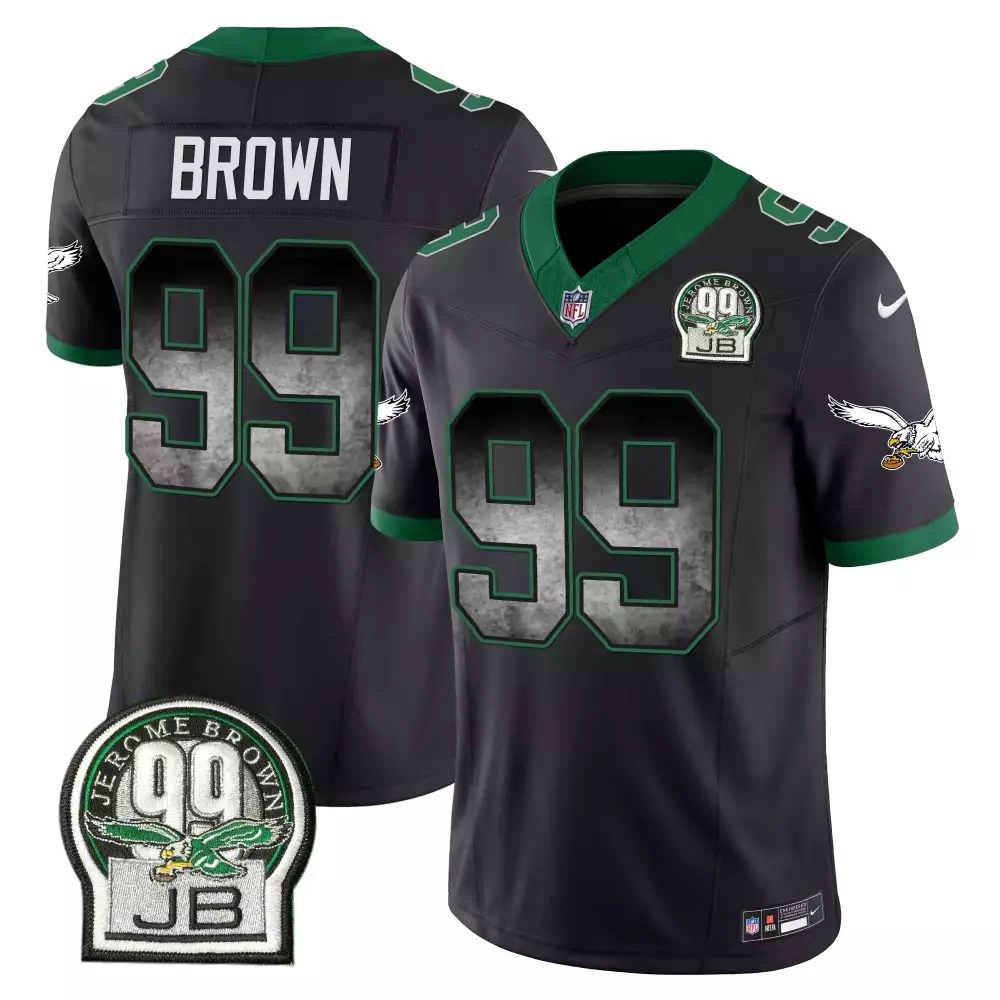 Jeremiah Brown 45 Philadelphia Eagles 2023 Men's All Stitched Vapor Jersey | Green Bandana Patch | For Men, Women & Youth