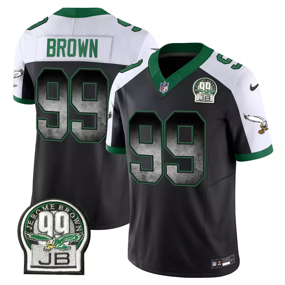 Jeremiah Brown 45 Philadelphia Eagles 2023 Men's All Stitched Vapor Jersey | Green Bandana Patch | For Men, Women & Youth
