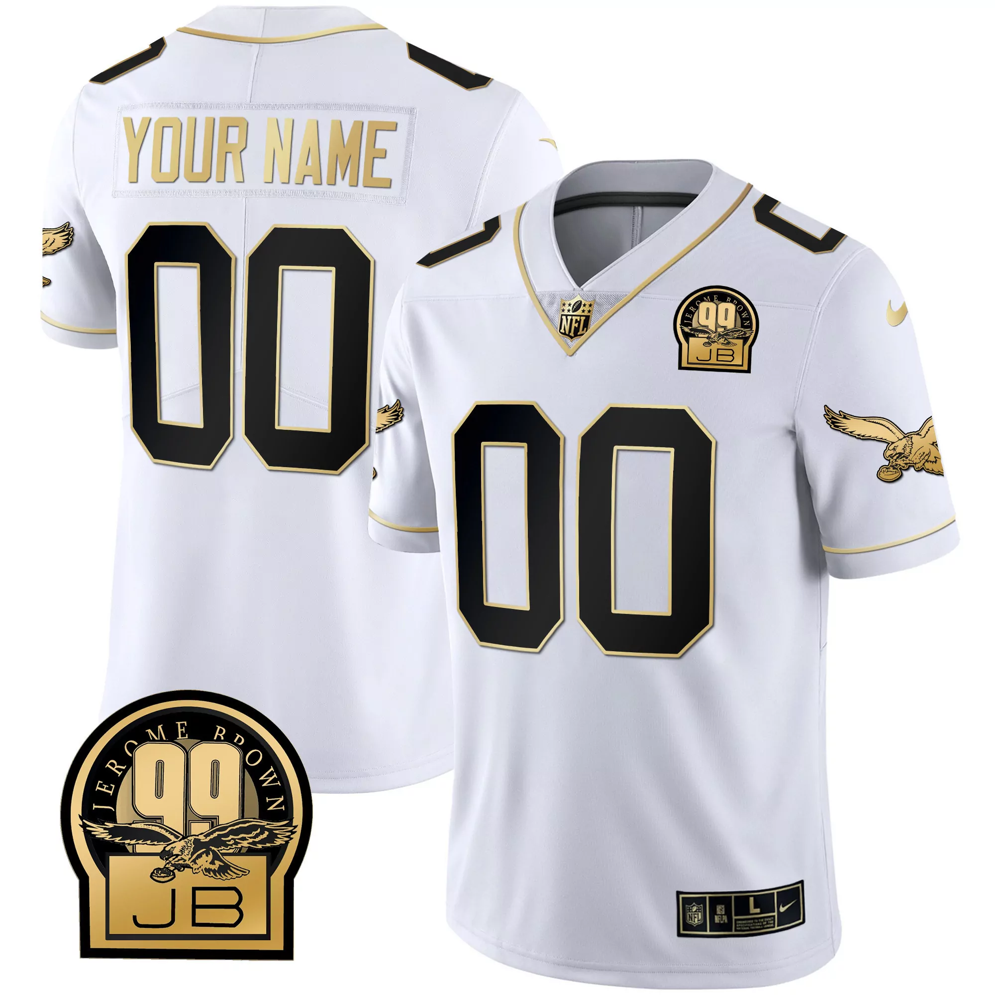 jerome brown 00 new orleans saints 2023 men s all stitched vapor jersey white gold edition