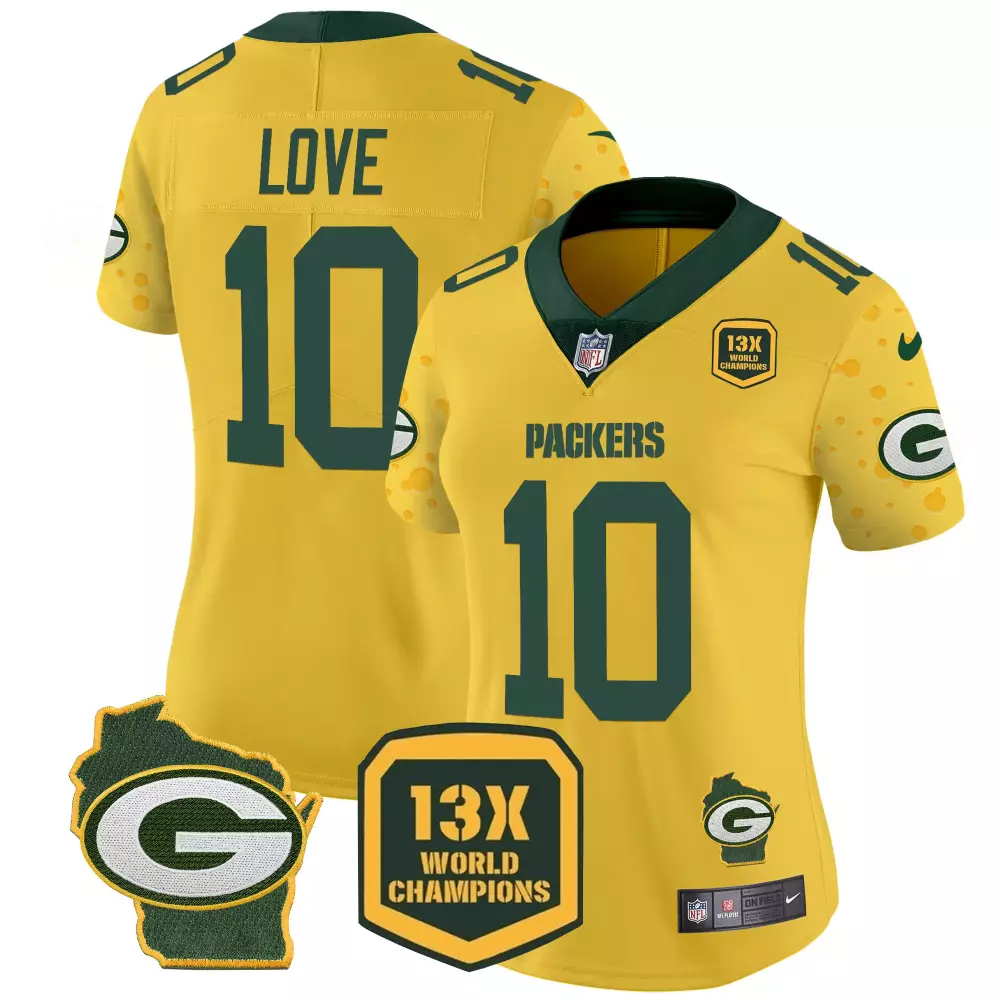 Jordan Love 10 Green Bay Packers 2023 Stitched Vapor Jersey | White with Wisconsin Patch | Replica Fan Gear | For Men, Women & Youth