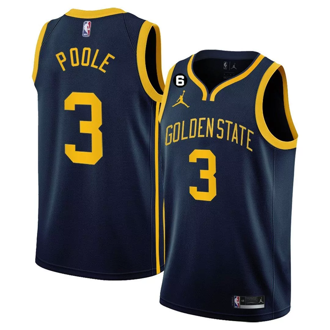 jordan poole 3 golden state warriors 2023 men s all stitched vapor jersey navy