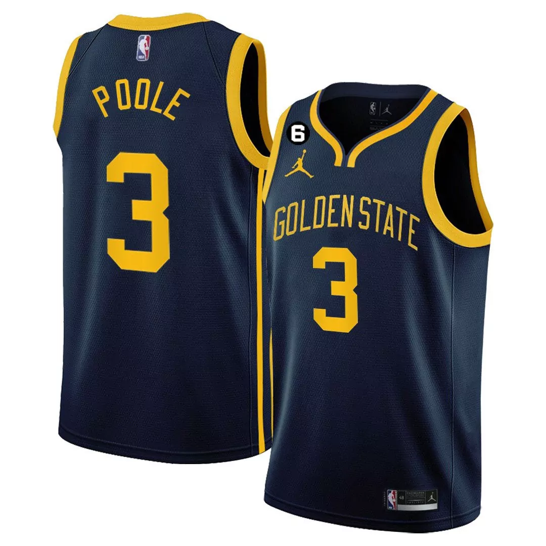 jordan poole 3 golden state warriors 2023 men s all stitched vapor jersey blue
