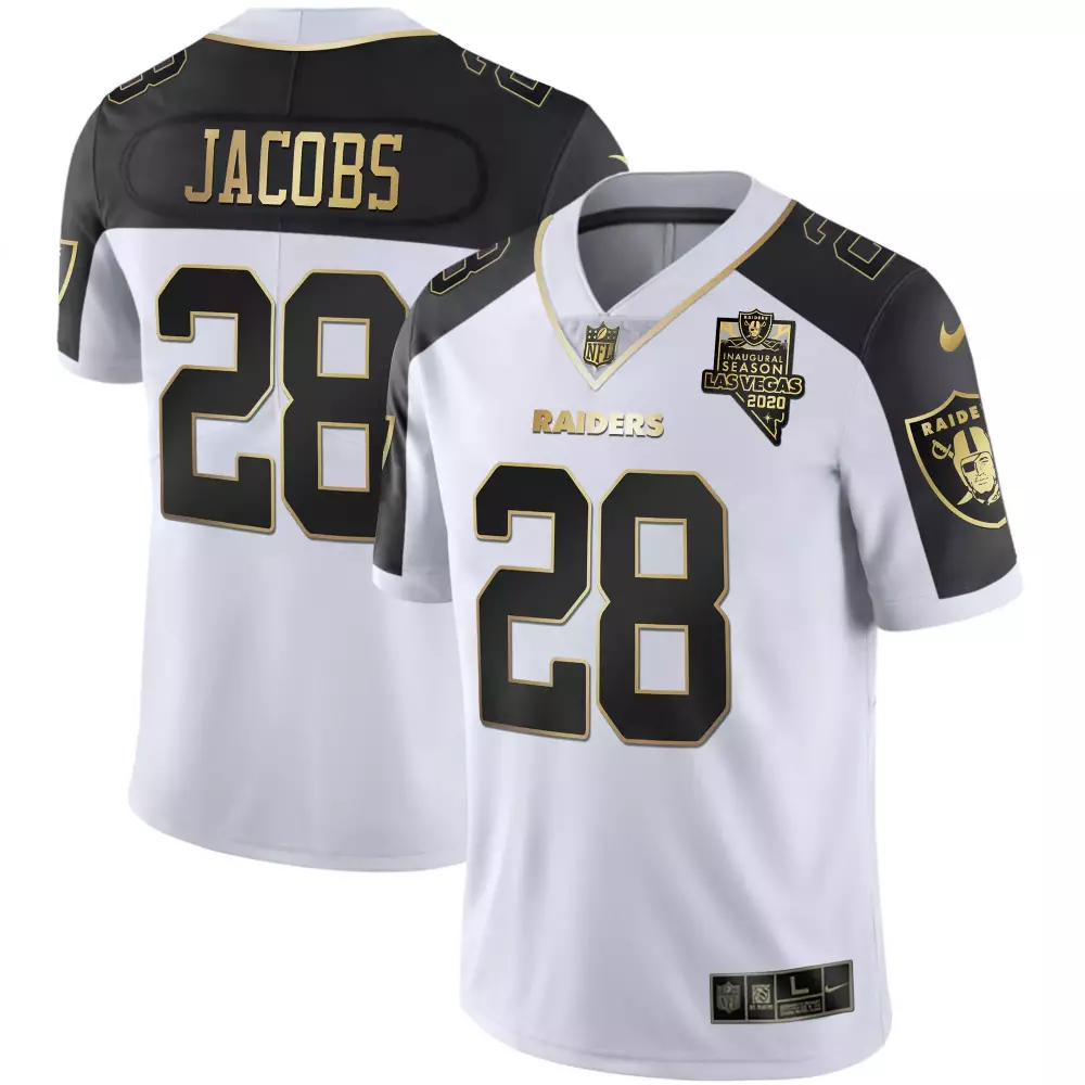 Josh Jacobs 28 Las Vegas Raiders 2020 Black Vapor Jersey | Men's All Stitched Edition | For Men, Women & Youth