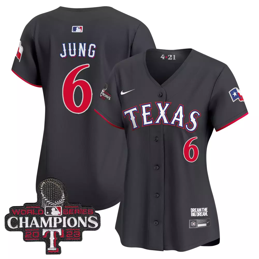 Jung 6 Texas Rangers 2023 Women's Red All Stitched Vapor Jersey | World Series Champions | For Women