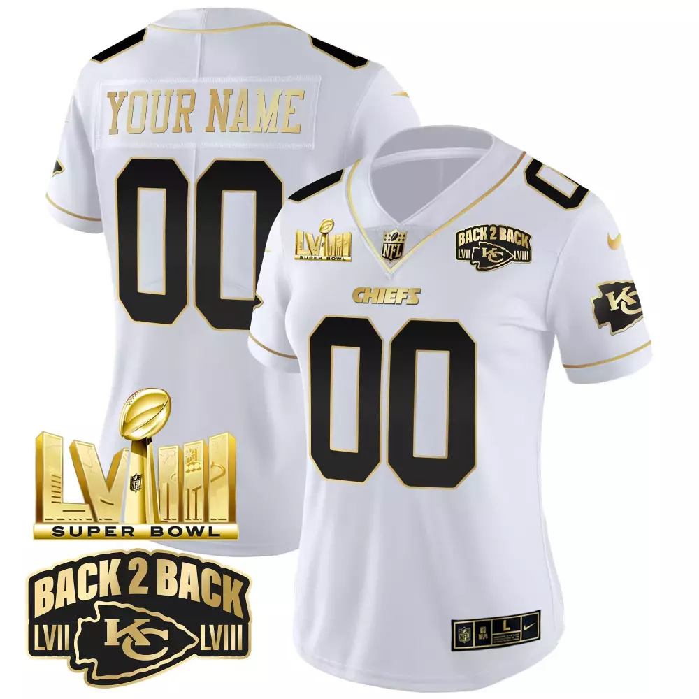 Kansas City Chiefs Super Bowl LVIII White Gold Custom Jersey | Stitched Vapor Style | Limited Edition Fan Gear | For Men, Women & Youth