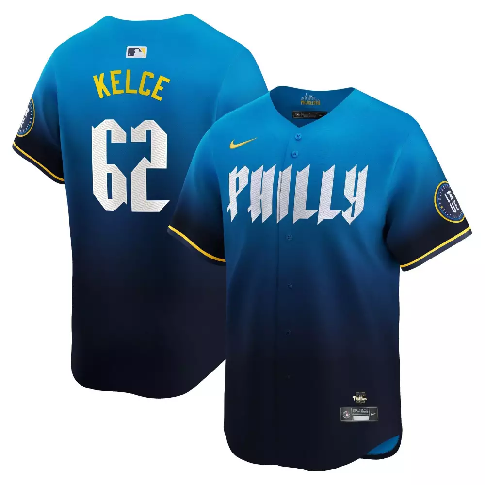 Kelce 62 Philadelphia Phillies 2023 All Stitched Vapor Jersey | Blue Red White Fan Gear | For Men, Women & Youth