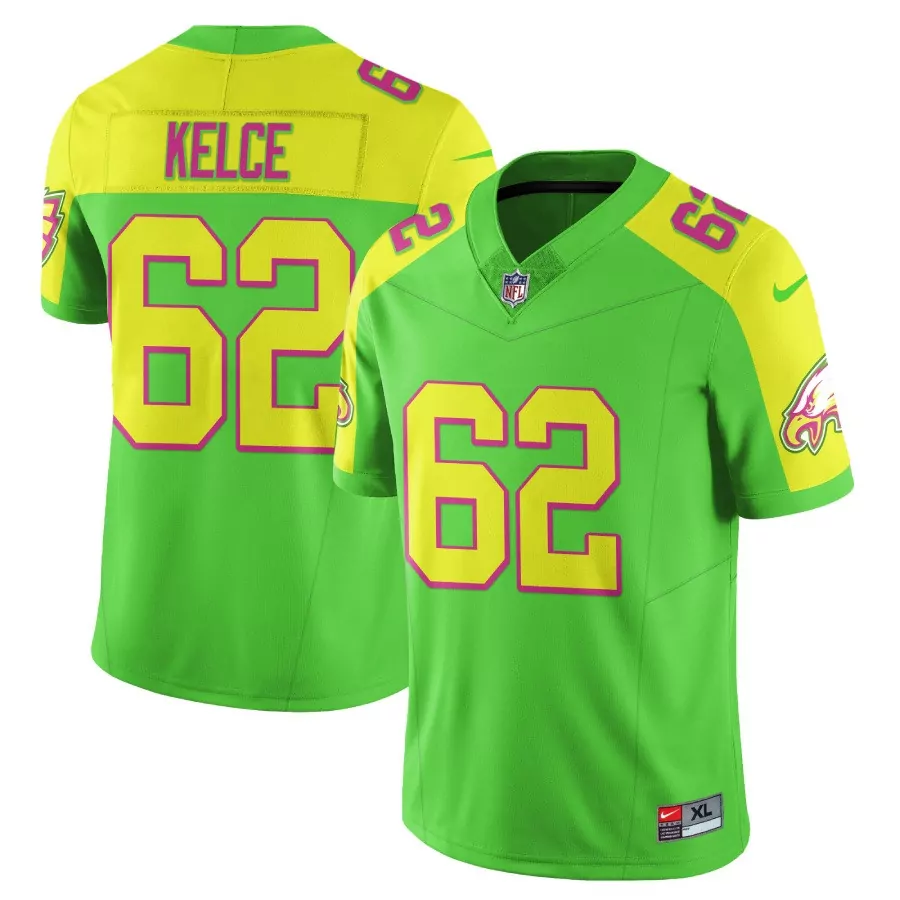 Kelce 62 Seattle Seahawks 2023 Vapor Jersey | Green Yellow Edition | All Stitched | Game Day Outfit for Men, Women & Youth