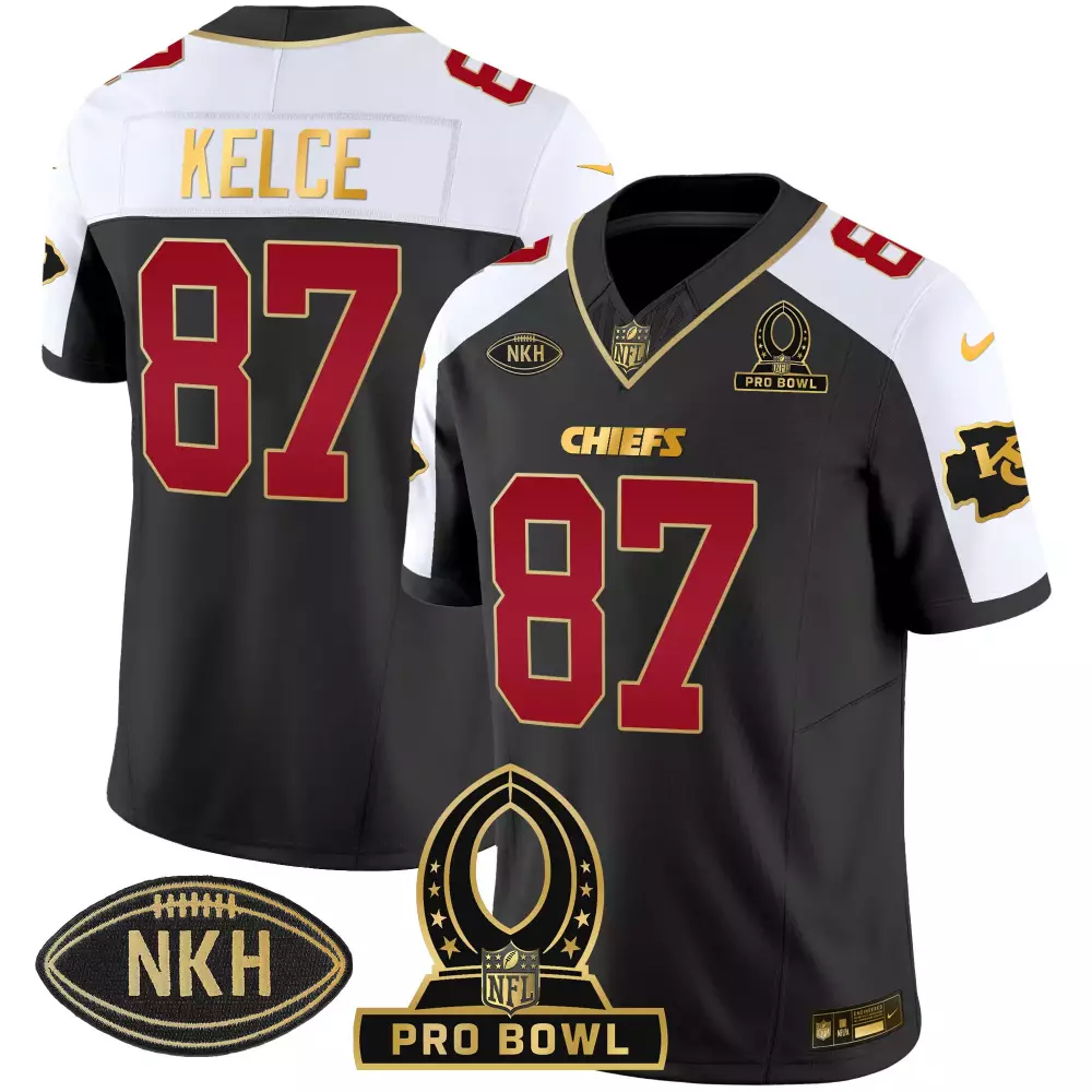 kelce 87 chiefs 2023 male black all stitched vapor jersey super bowl lvii edition