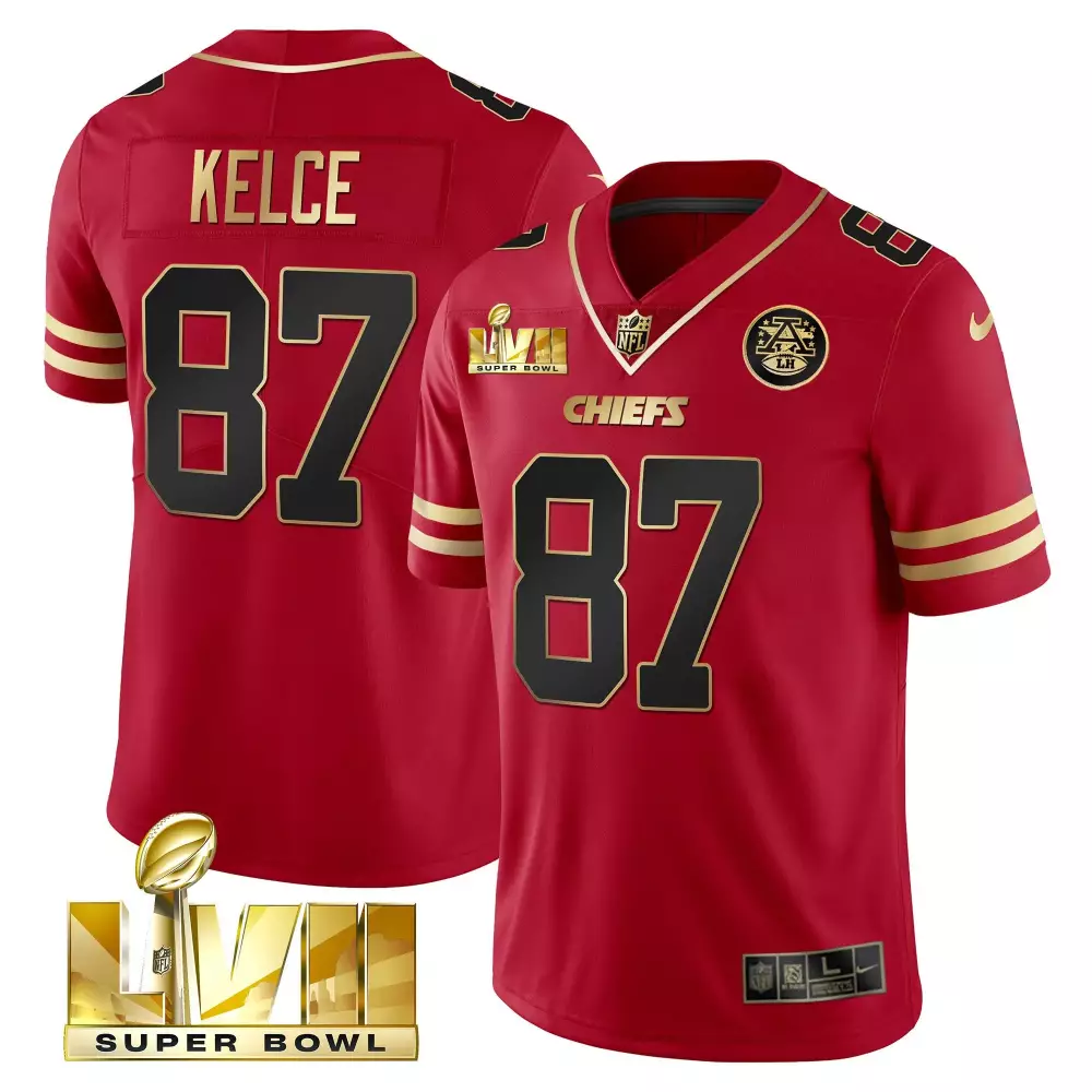 kelce 87 chiefs 2023 male super bowl all stitched vapor jersey black