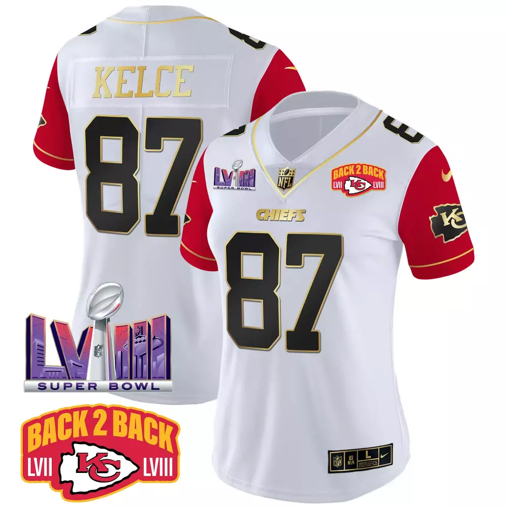 kelce 87 chiefs 2023 women s all stitched vapor jersey black super bowl lvii edition 1