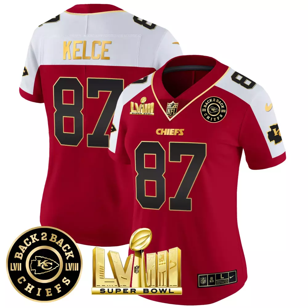 kelce 87 chiefs 2023 women s all stitched vapor jersey super bowl lvii red