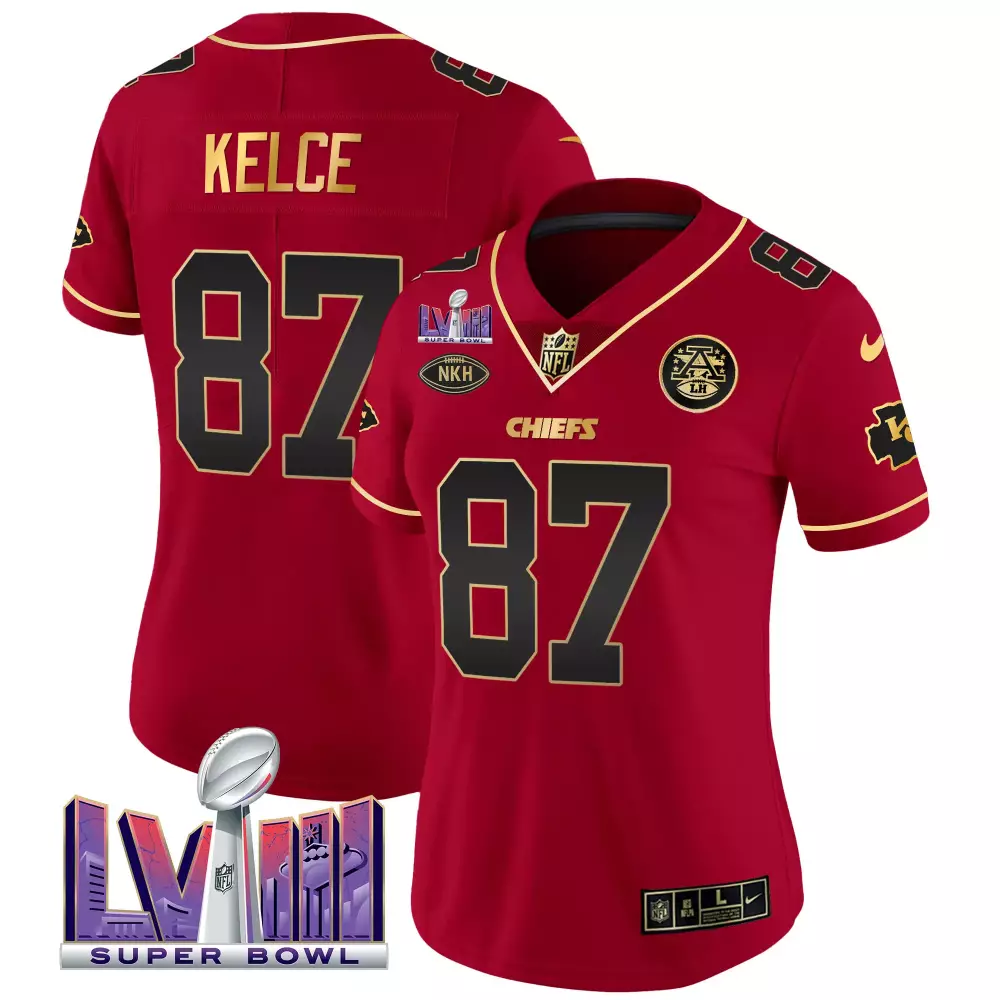 kelce 87 chiefs 2023 women s super bowl lvii all stitched vapor jersey red